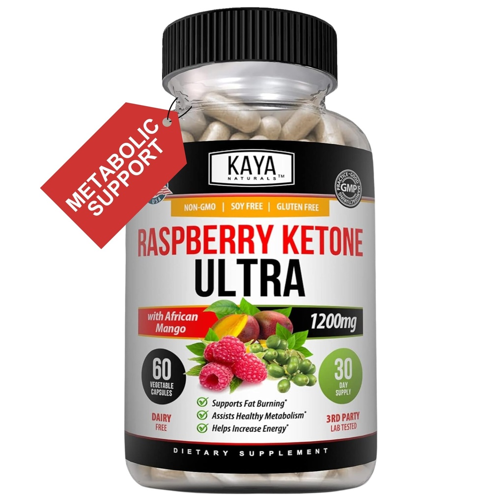 Kaya Naturals Keto Dieta Raspberry Ketone - Suplemento de Pérdida de Peso, Control de Appetite, Metabolismo de Boost - 60 Cuenta