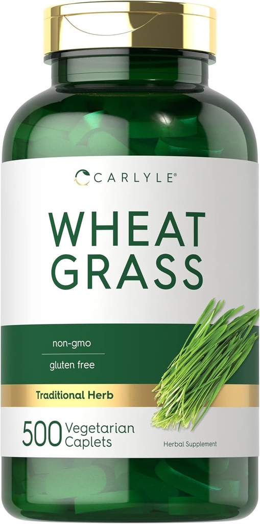Carlyle Wheat Grass Supplement TEN 500 Vegetarian Caplets ← Non-GMO, Gluten Free Superfood