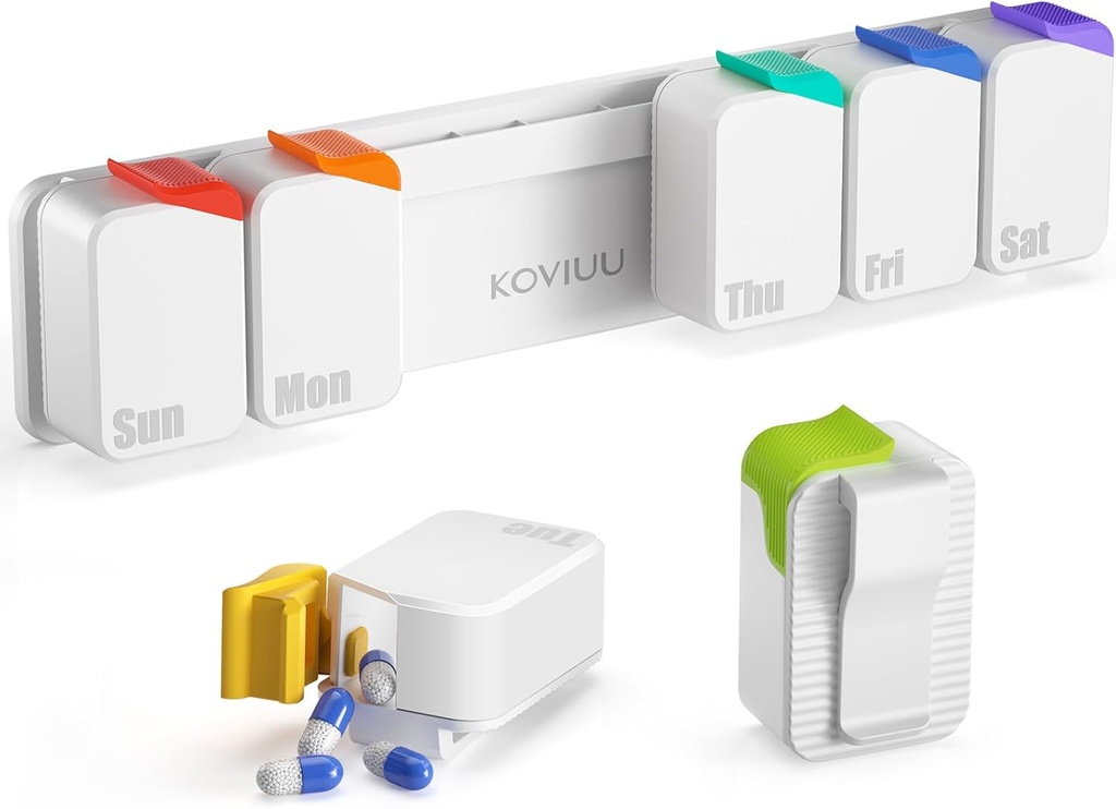 Organizador semanal de píldoras, caja extra grande de la pila, Caja extraíble de píldoras diarias, Contenedor de píldoras diarias 7 días impermeable, caja de vitaminas para ancianos, pacientes artríticos, niños