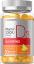 Horbäach Vitamina D3 2000iu Gummies TENIDO 90 Conde TENIDO Fórmula Vegetariana de Alta Potencia TEN Pineapple Flavor ANTE 50 mcg Silencio No GMO & Gluten Suplemento Libre
