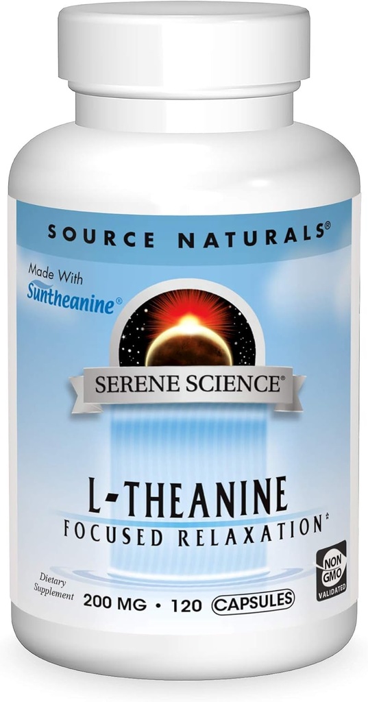Fuente Naturals Serene Science L-Theanine, Made with Suntheanine, for Focused Relaxation, 200 mg - 120 cápsulas
