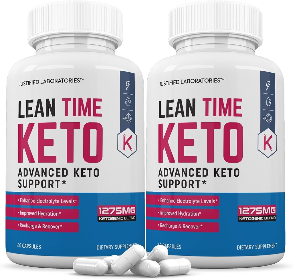 (2 Pack) Lean Time Keto Pills 1275MG New & Improved Formula Contains Apple Sider Vinegar Extra Virgin Olive Oil Powder Green Tea Leaf 120 Capsules