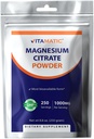 Vitamatic Magnesium Citrate 1000mg por Serving Supports Muscle, Joint y Heart Health 250 Grams - 250 Servings