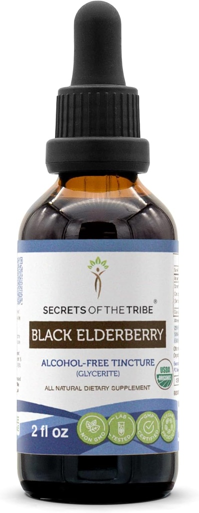 Black Elderberry USDA Organic Tincture ← Alcohol-FREE Extract, High-Potency Herbal Drops, Immune System Health TEN Made from 100% Certified Organic Black Elderberry (Sambucus Nigra) 2 oz