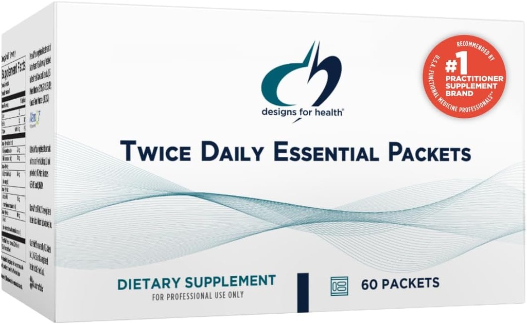 Diseños para Twice Daily Essential Packets - Paquetes multivitamínicos diarios con soporte inmunológico Vitaminas D + Zinc - Calcio + cápsulas de magnesio - OmegAvail Fish Oil (60 paquetes individuales)