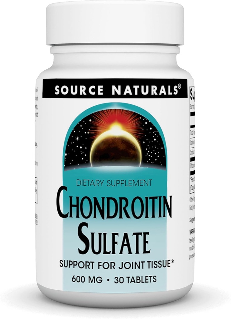 Fuente Naturales Condroitina Sulfato 600mg, Soporte para tejidos conjuntos,30 Tabletas