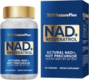 NAD+ Suplemento 1000 mg Puro Suplemento orgánico, más alto NAD+ Resveratrol Max Absorption for Energy and DNA Repair, Aging Defense, Brain Function Support, 120 cápsulas