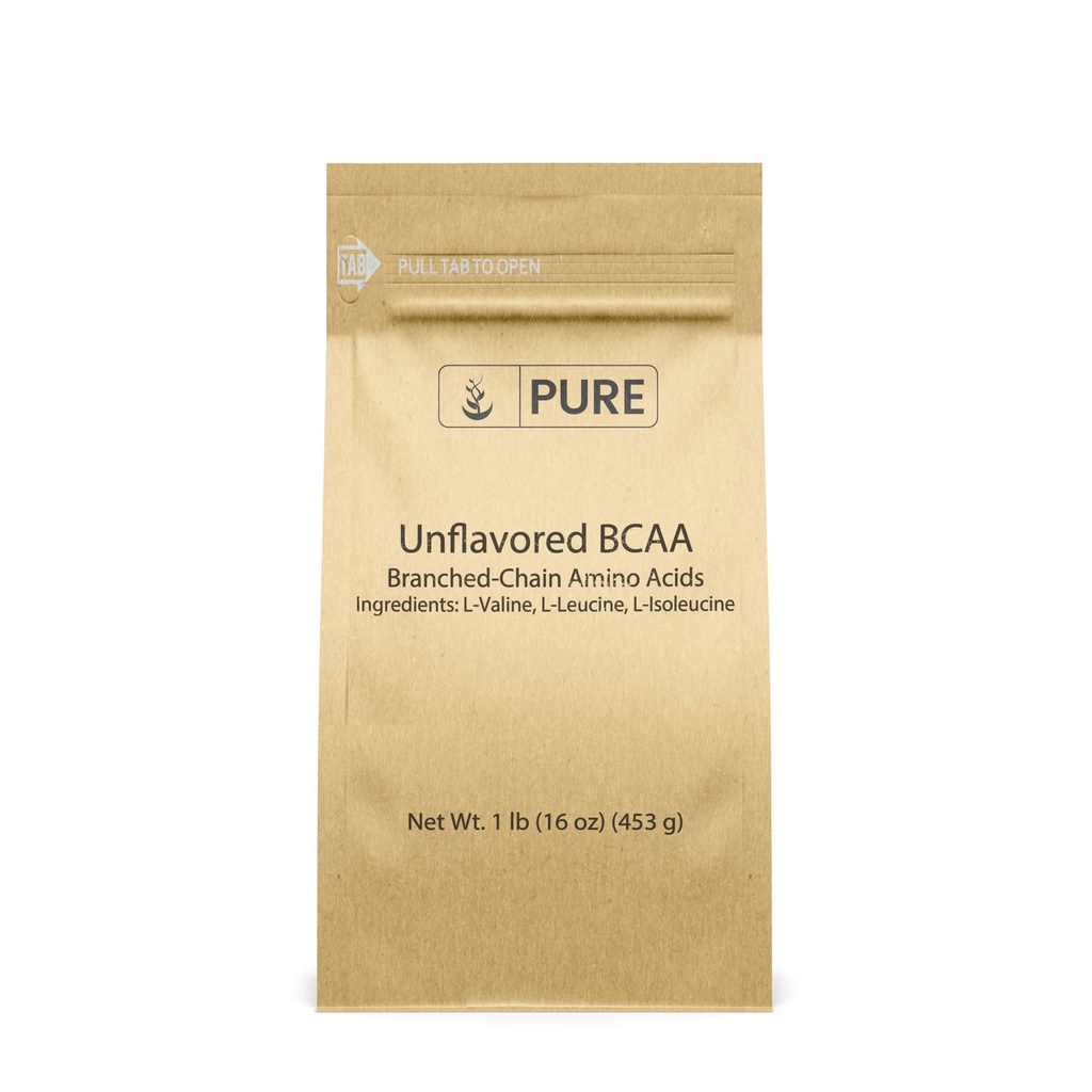 Ingredientes originales puros Unflavored Instantized BCAA (1lb) Polvo, Cadena ramificada Aminoácidos esenciales, Suplemento