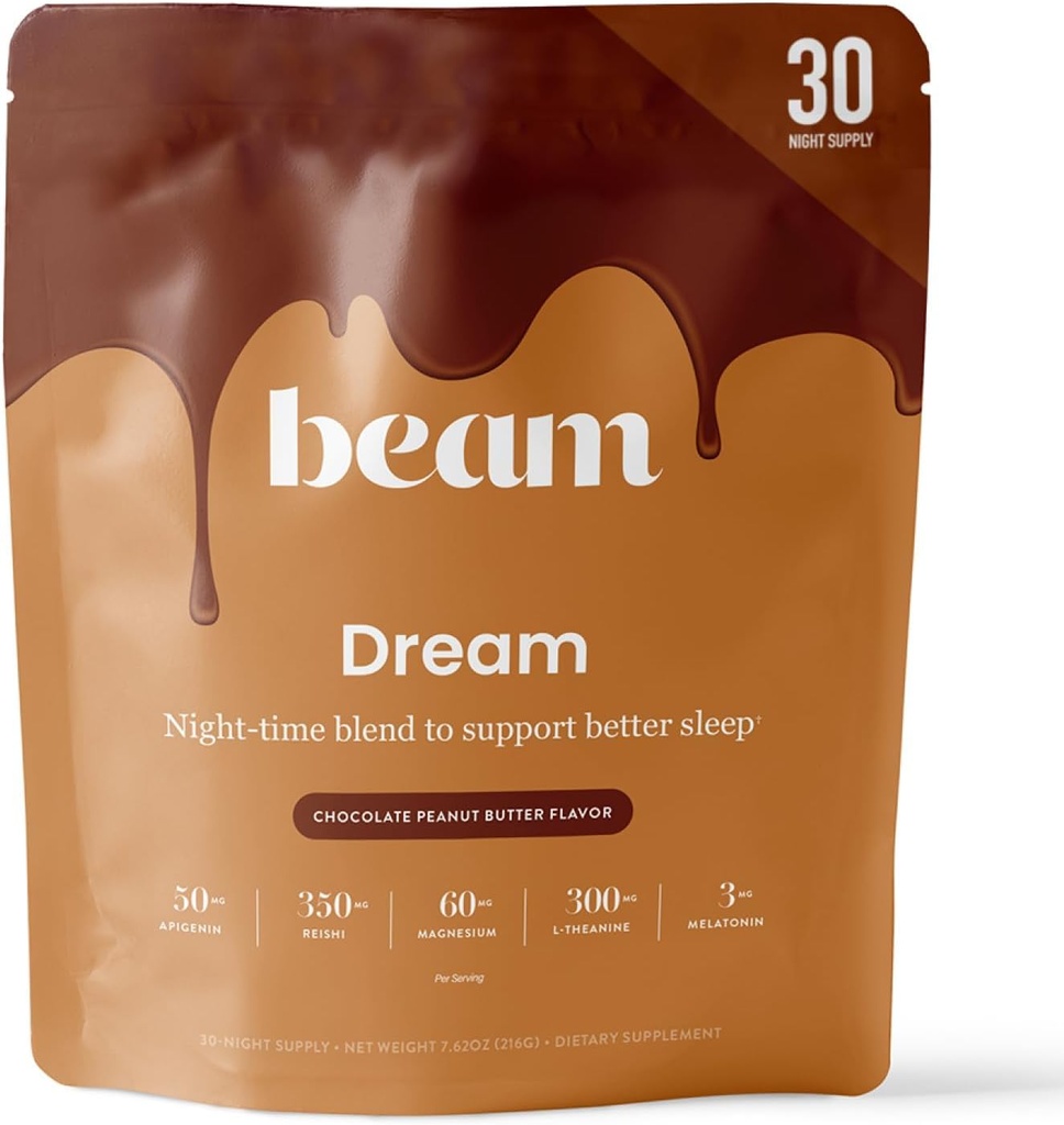 [BRSROZQPDJ6GC2TX] Beam Dream Sleep Powder, L-Theanine, Apigenin, Reishi y Magnesium, Third Party Tested Natural Sleep Aid & Sleep Supplement for Deep Sleep, Relaxation and Recovery, Natural Sleep Support, 30 Servings