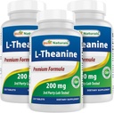 Mejores Naturales L-Theanine 200mg por Tablet (400mg por 2 Tablets) - Promueve la relajación sin somnolencia - 120 Tablas Vegetarianas - (120 Cuenta (Pack of 3))