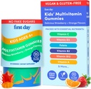 Primer día niños multivitaminas edad 4+, fresa & naranja - Vitaminas para niños Multivitamina Gummy A C D3 K2 B2 B2 B6 B12 Folate, Immunity & Brain Function, Vegan - 30 Day Supply, Packaging May Vary