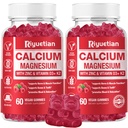 Calcio Gummies + Magnesio & Zinc con vitamina D3 & K2, Alta Absorción Suplemento de calcio para bonificación, dientes &amp; soporte inmunológico, no GMO, Vegan, 120 Condes