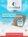SilverSeal Burn and Wound Dressing ← Hidrogel Pads con plata X-Static Soothing, Moist & Protective  durable Burns, Cuts & Wounds  4 Sterile Dressings