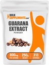 BulkSupplements.com Guarana Extract Powder - Natural Caffeine Suplemento, de Guarana Seed, Guarana Powder - Gluten Free, 800 mg por Serving, 250g (8.8 oz) (Pack of 1)