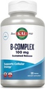 Complejo KAL B-100 - Complejo de vitamina B de liberación sostenida - Apoyo energético saludable con base de apoyo natural y cocina de la minería fresca - Vegetariano - Garantía de 60 días - 120 Serviciones, 120 Tablas