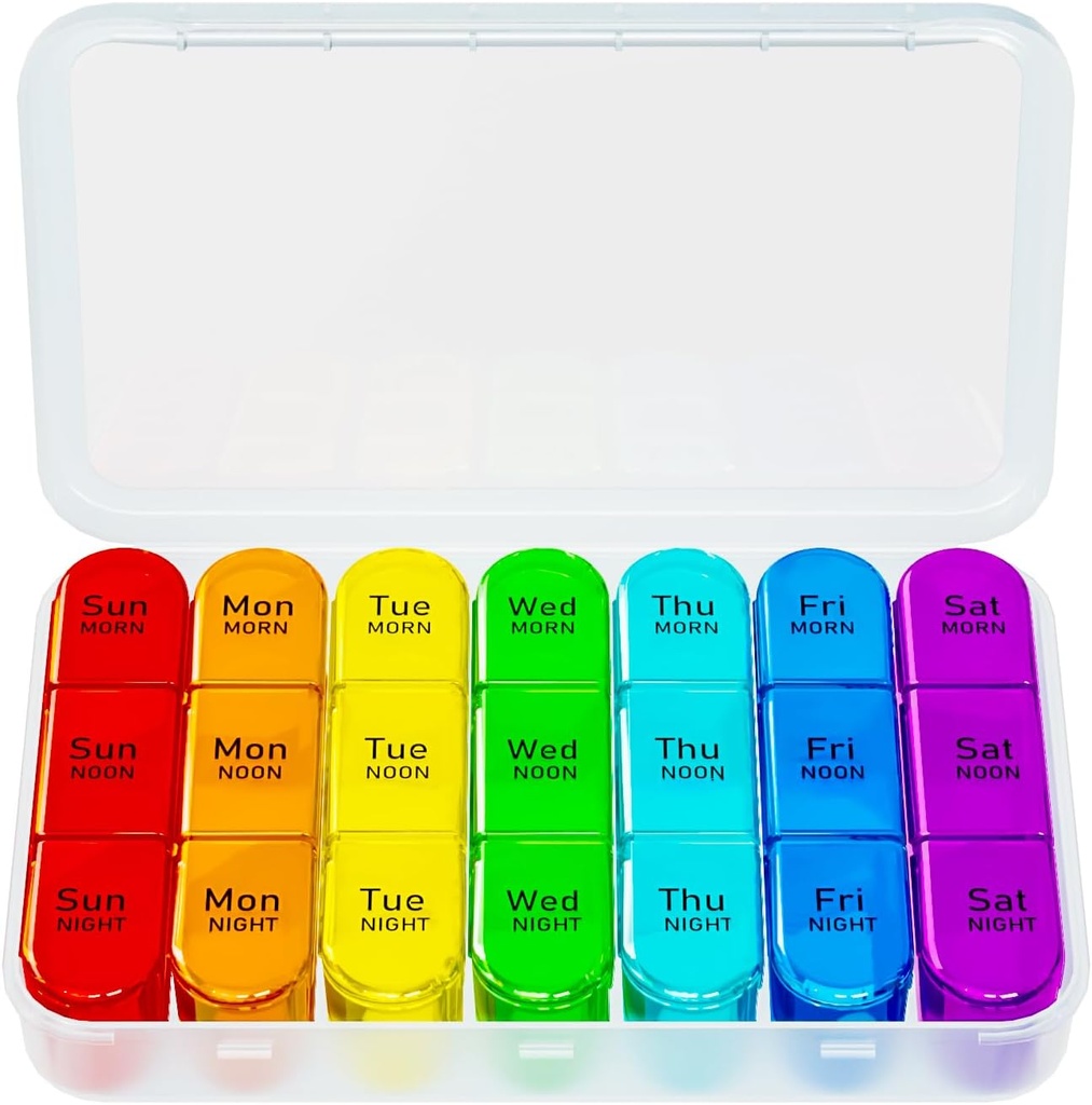 Organizador semanal de píldoras 3 veces al día, Caja de Píldora de Viajes 7 Días,Caso de Píldora Pequeña Portátil, Caja de Organizador de Medicina Moistura-Proofía para Vitaminas, Aceites de Pesca, Suplementos y Medicamentos( Suplementos) Blanco)