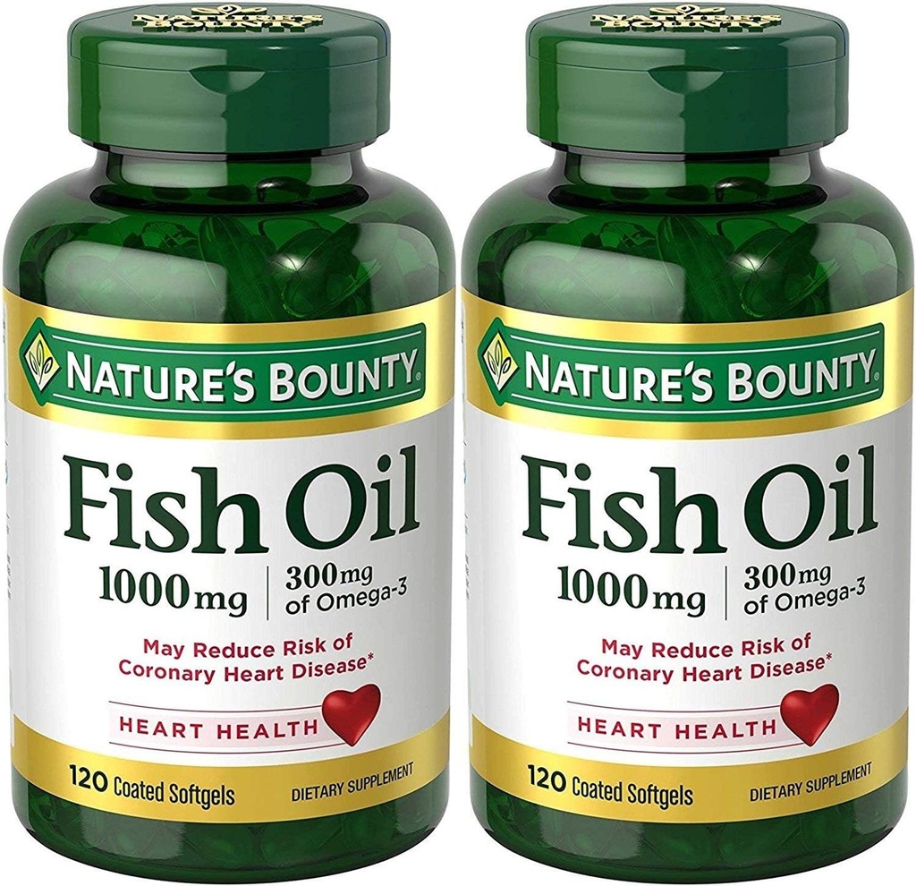 Aceite de pescado de rebote de la naturaleza (sin olor) 1000 Mg, 240 Softgels (2 X 120 Botellas de conteo)