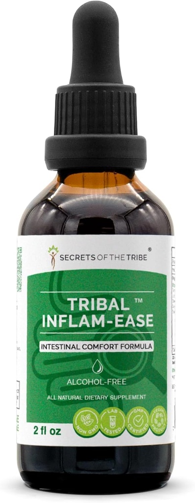 Tribal Inflam-Ease Sin alcohol, Glycerite Turmeric, Licorice, Meadowsweet, Ginger, Spirulina. Tintura Extracto Intestinal Comfort Fórmula 2 OZ