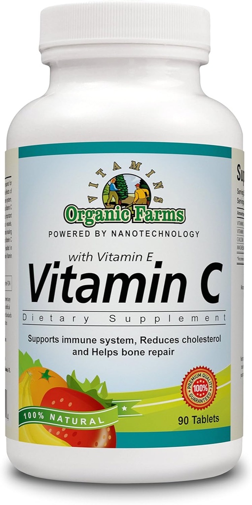 OFV 100% vitamina natural C con vitamina E, suplemento dietético esencial 90 tablas