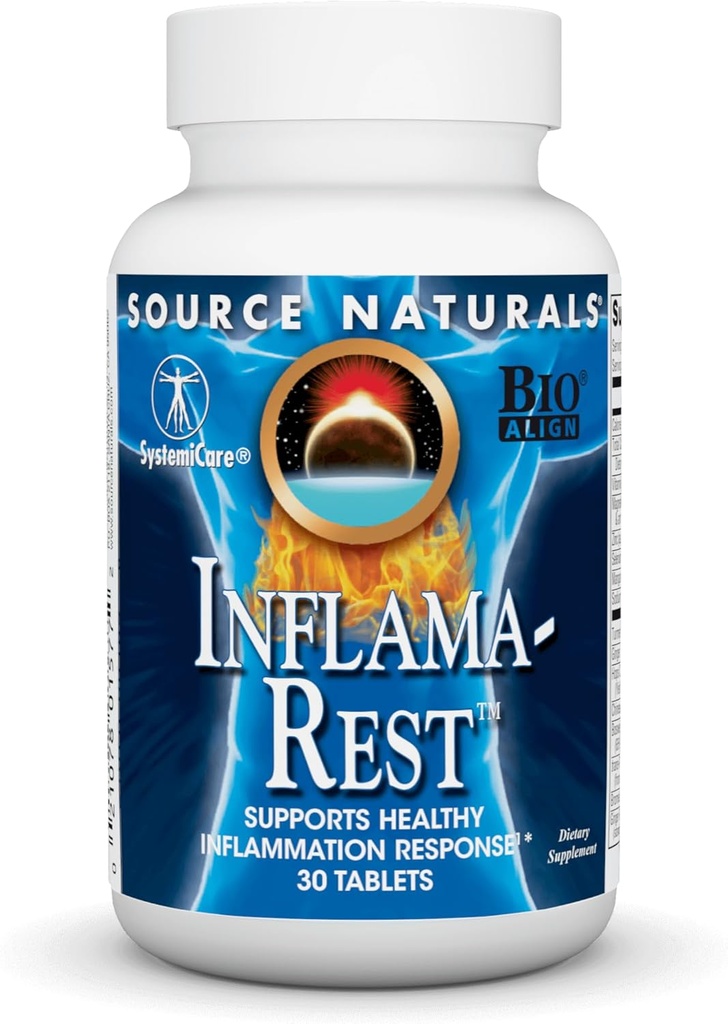 Fuente Naturales Inflama-Rest - Herbal & Mineral Blend with Turmeric, Boswellia, Ginger, Quercetin - Maximum Stress Relief & Relaxation - 30 Tablets