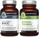 Calidad de vida AHCC Kinoko Platinum Mushroom Extracto e Inmuno Complejo con vitamina C - Ultimate Immune Support Bundle