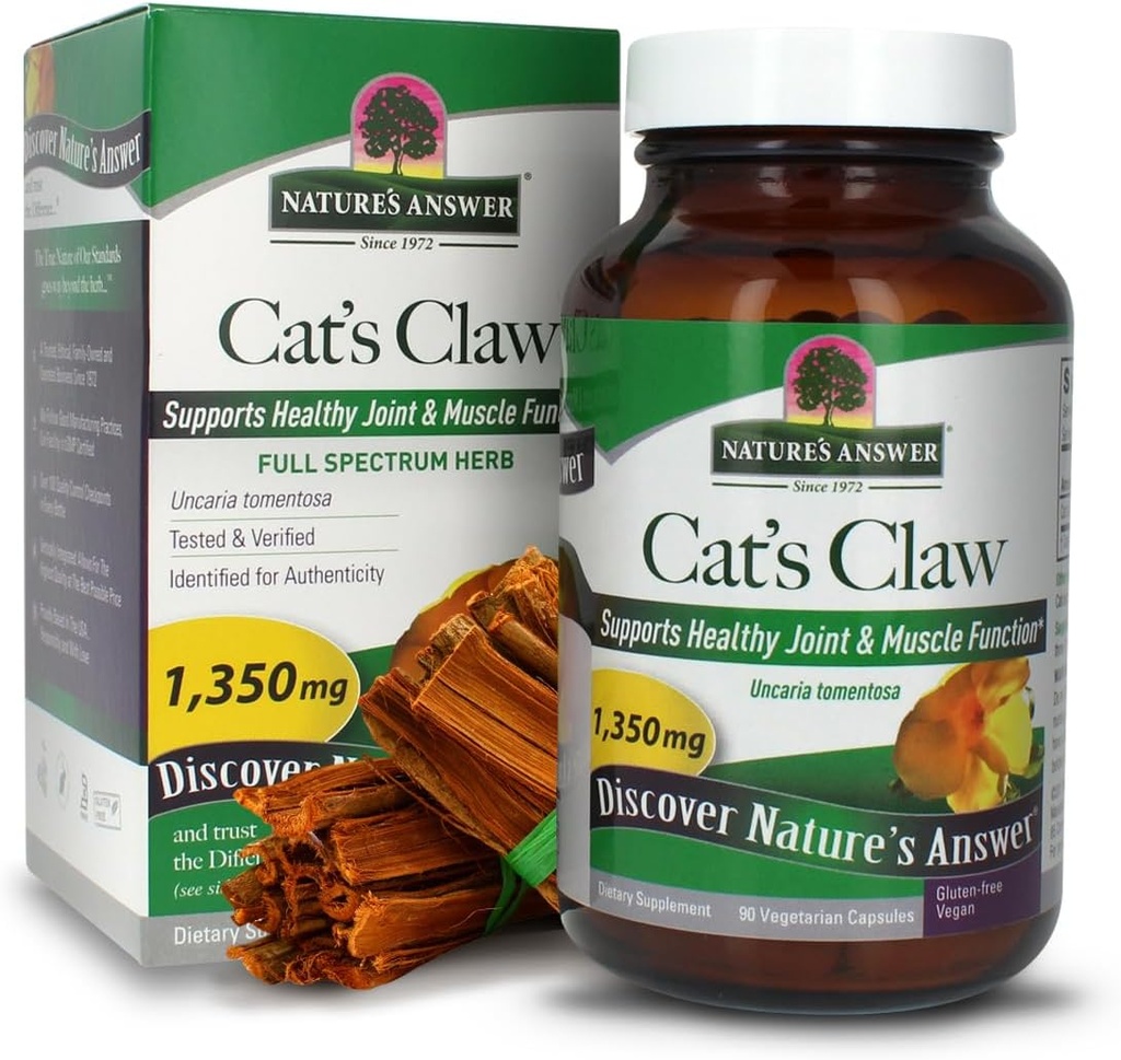 Respuesta de la naturaleza Claw Inner Bark ← Full Spectrum Herb tención Asistencia Conjunto saludable " Función muscular "  durable Gluten-Free, Vegan/Vegetarian " Kosher Certified  90ct Capsules