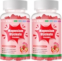 Magnesio Glycinate Gummies 1000mg - Suplemento de Potasio de Magnesio Libre de Azúcar con Vitamina D, B6, CoQ10 para calma Mood & Sleep Support - 120 Gummies de Fresa
