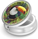 Pill Box-3 Compartment Small Pill Case for Purse & Pocket Mini Contenedor de carga de metal para mantener suplementos Vitaminas libres de BPA (Toucan)