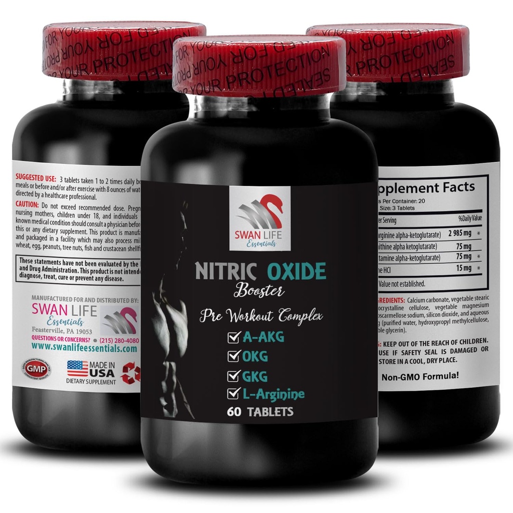 Exercise fuel - NITRIC OXIDE BOOSTER - nitric oxide supplements for men, daily supplement, pump mix, energy support, strength enhancer, fitness boost, workout support, muscle focus 1 Bottle 60 Tabs