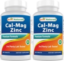2 Packs - Best Naturals Calcio Magnesium Zinc - 180 Tablets - Complejo Mineral de Cal Mag Zinc Esencial (Total 360 Tablets)