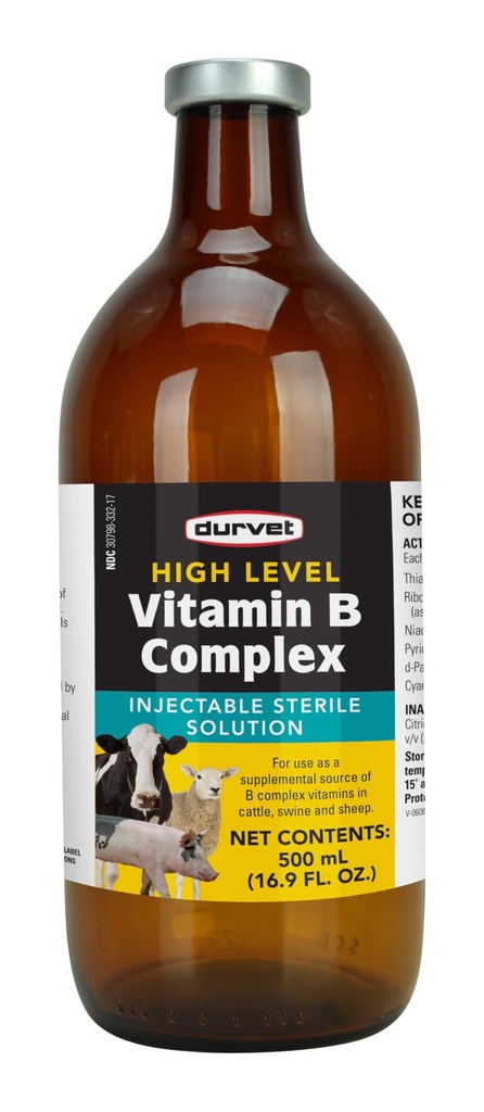Durvet 063404 Complejo de vitamina B de alto nivel amarillo.500 Ml