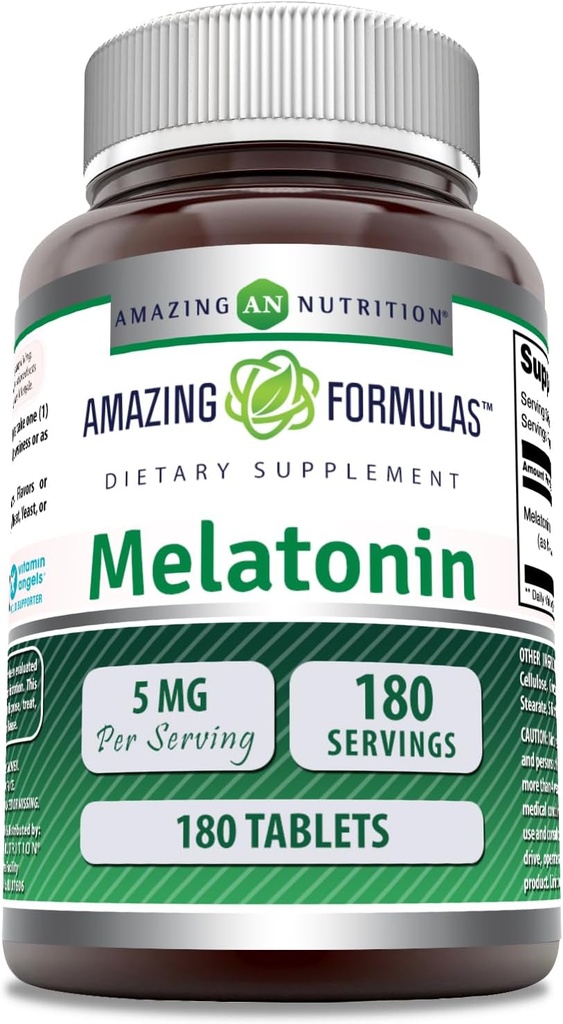 Amazing Fórmulas Melatonin Suplemento Silencio Desarrollado Silencio 5 Mg Silencio 180 Tablets Silencio No-GMO Silencio Gluten Gratis Silencio Made in USA