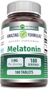 Amazing Fórmulas Melatonin Suplemento Silencio Desarrollado Silencio 5 Mg Silencio 180 Tablets Silencio No-GMO Silencio Gluten Gratis Silencio Made in USA