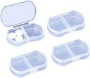 4PCS Pill Case for Purse Small Pill Organizer Portable Travel Daily Pill Containers AM & PM Mini Pill Box Vitamina, Fish Oil, Suplemento Holder