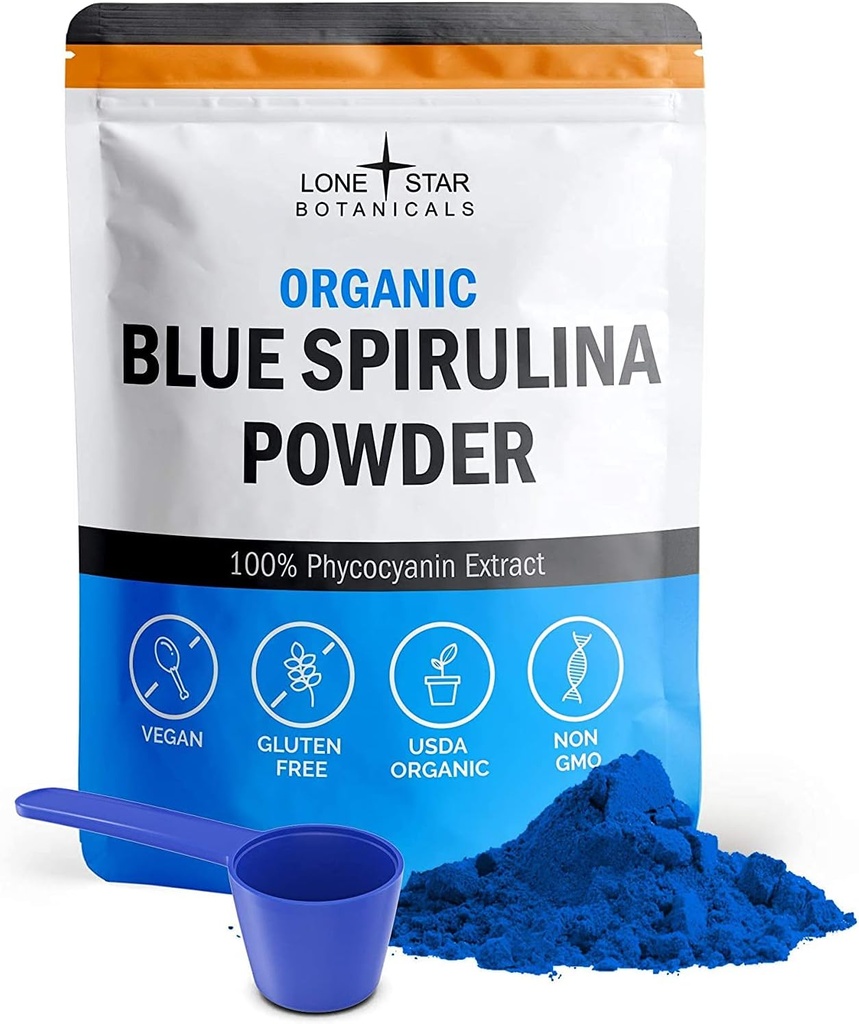 Ecológico Blue Spirulina Powder - 100% puro Blue-Green Algae, No Fishy Smell, Vegan Superfood for Smoothies & Drinks, Non GMO, Gluten-Free, Vegan