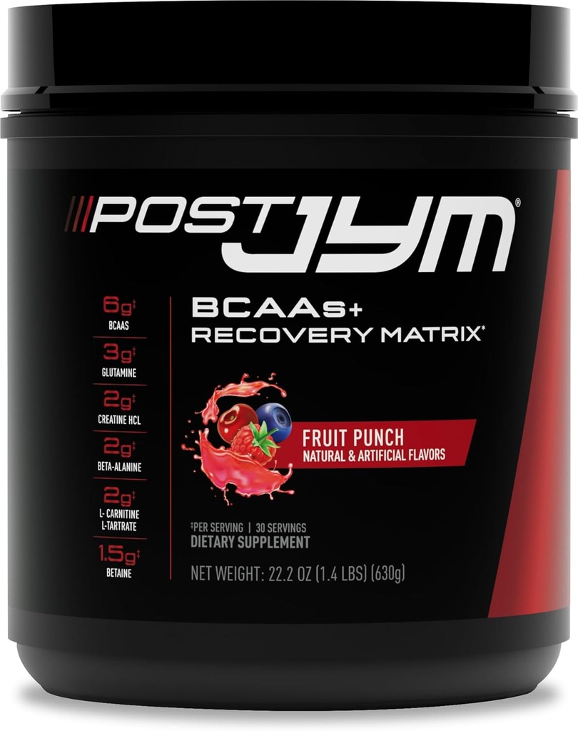 Post JYM Matriz activa - Post-Workout con BCAA, Glutamina, Creatina HCL, Beta-Alanina y Más JYM Suplemento Ciencia Fruta Punch, 30 Servimientos