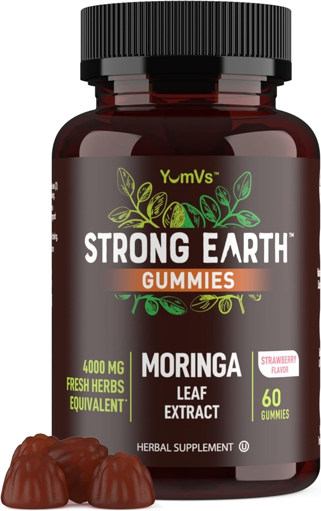 Tierra fuerte - Moringa Gummies 400mg - Super Food Greens Supplement for Energy Boost - Natural Multi Vitamina Moringa Oleifera Leaf Extract Gummy, 60 Ct - Tastier Than Pills o Capsules