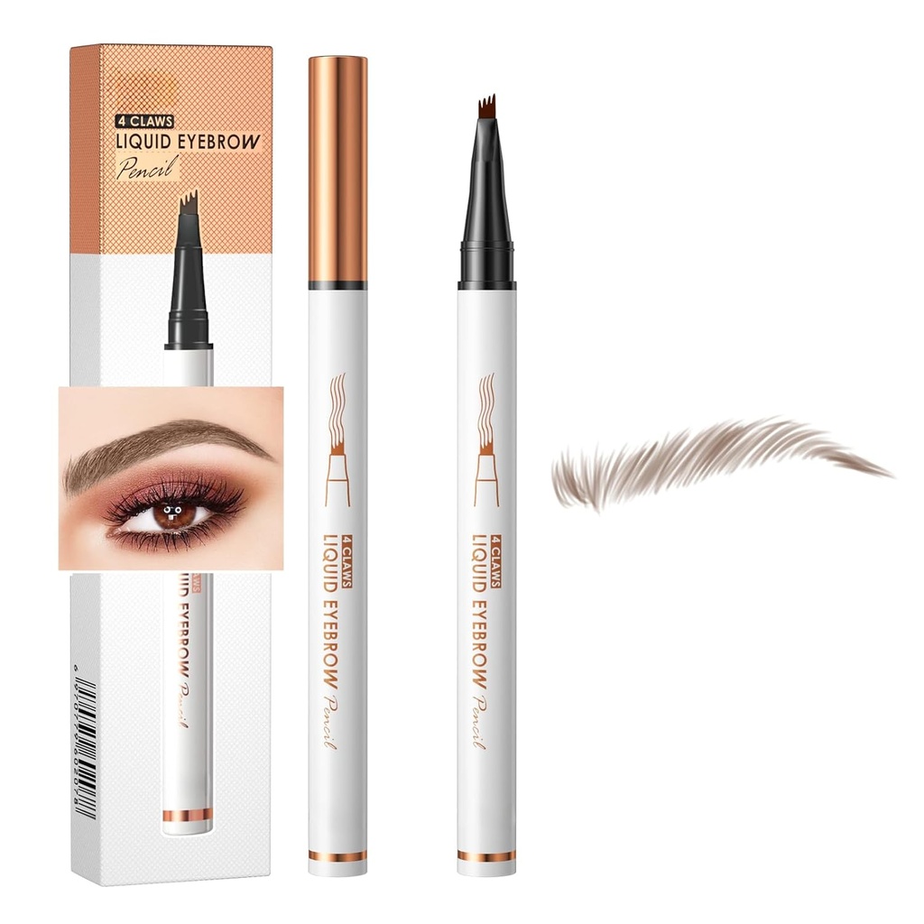 Q707 4 Pluma de cuervo picado – Lápiz impermeable para cejas naturales, definidas – fácil de usar, adecuado para todos los niveles de habilidad (2#Café oscuro)