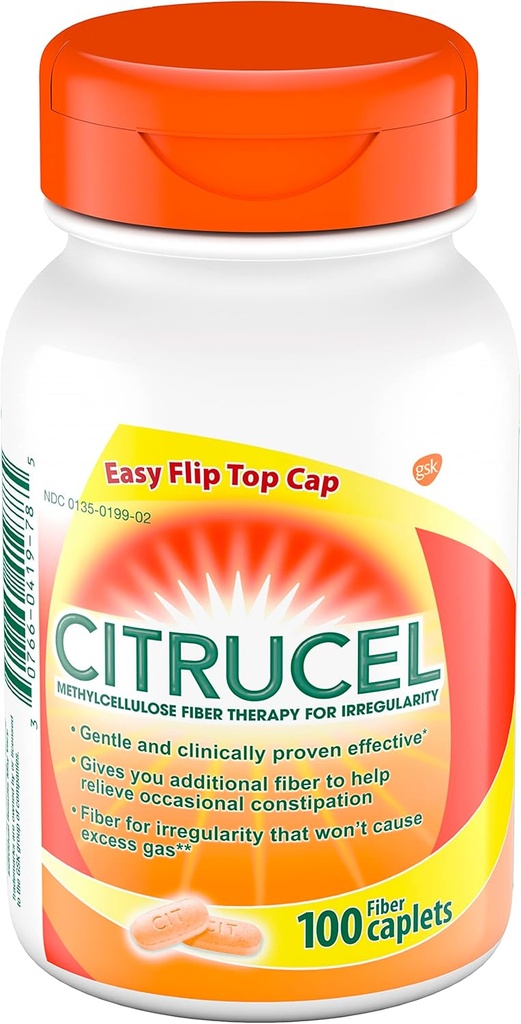 Citrucel Caplets Fiber Therapy for Occasional Constipation Relief, 100 cuentan
