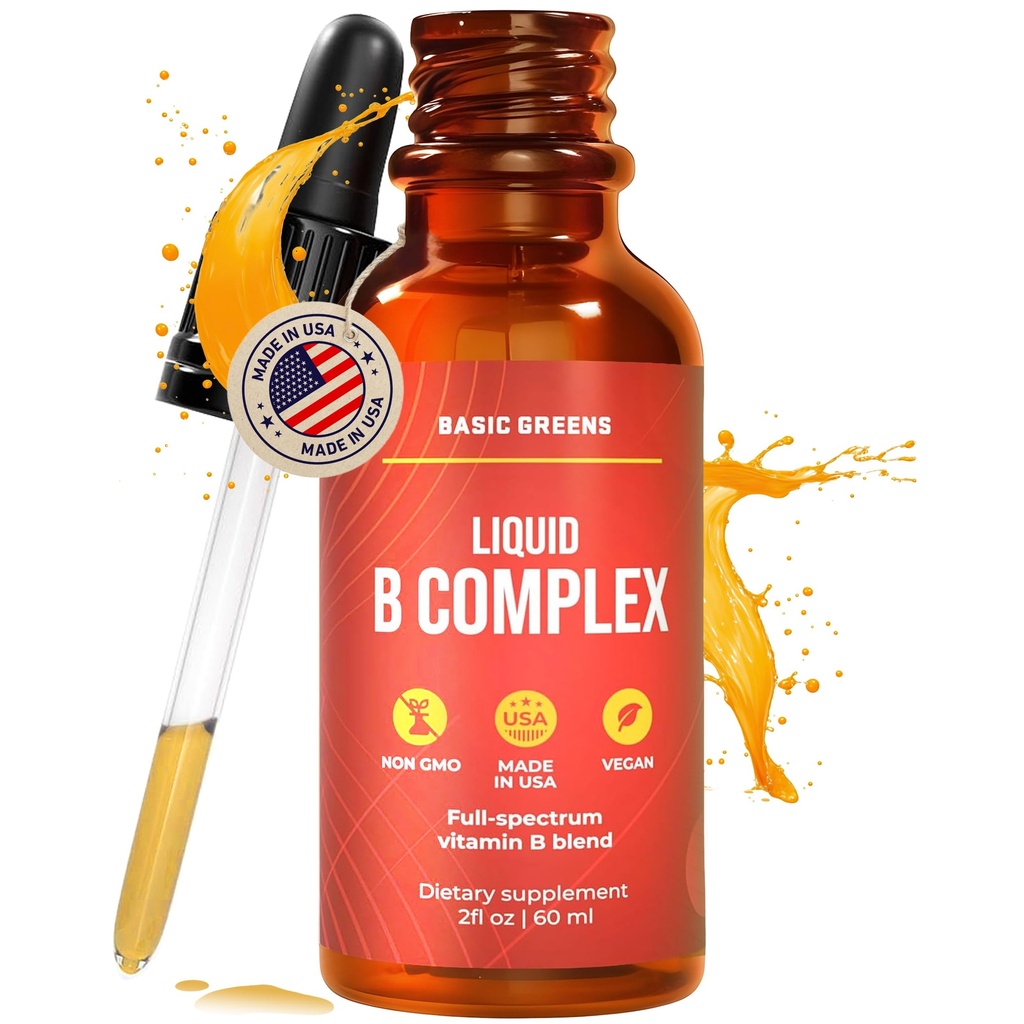Vitamina B Complejo Liquid Drops - Fuerza Sublingual Fórmula, maximiza la absorción " Boosts Energy - B1, B2, B3, B5, B6, B7, B9, B12 - Suplemento natural vegano para la inmunidad (B Complex)