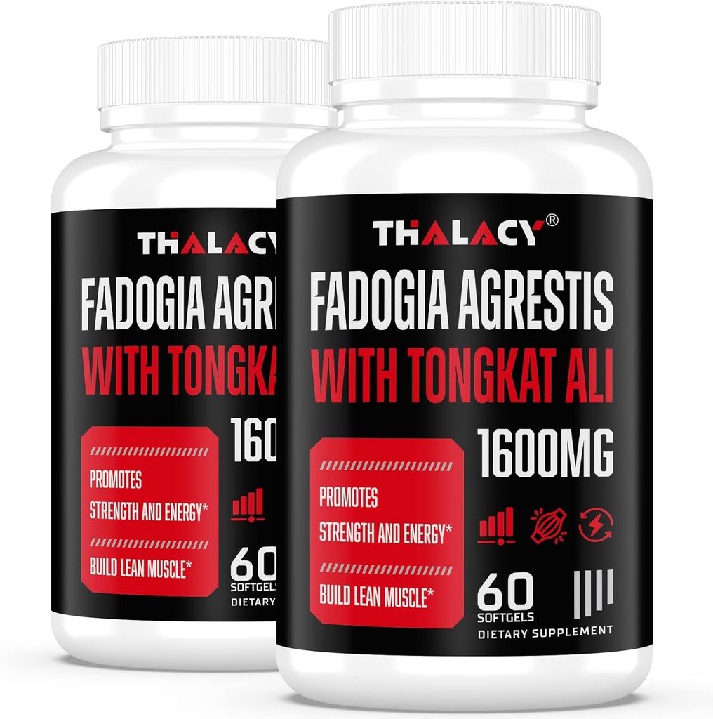 1600mg Fadogia Agrestis Tongkat Ali Suplemento, Fadogia Agrestis Extracto para Hombres con Ashwagandha - Fuerza máxima, 120 Softgels