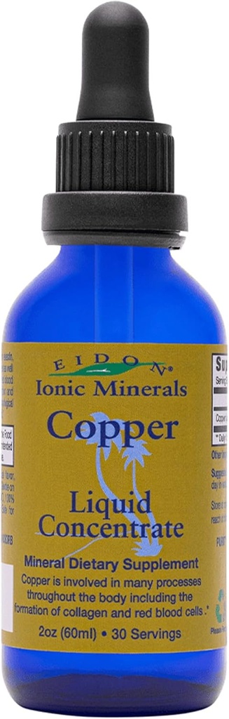 [BRSWYZQCCQARGE3Z] Eidon Ionic Minerals Copper - Suplemento de cobre, Concentrado líquido, Suplemento dietético mineral para la célula de sangre roja Apoyo & Esquí saludable - 2 Unce Bottle
