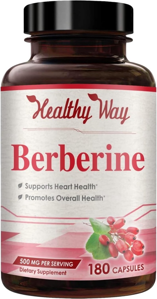 Suplemento de Berberina de alta resistencia 500mg - Una vez Potente diario Berberina 500mg Suplemento de Quercetina Antioxidante para el envejecimiento del corazón y la vitalidad Apoyo - Vegan Friendly & Made in The USA (180 Servings)