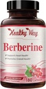 Suplemento de Berberina de alta resistencia 500mg - Una vez Potente diario Berberina 500mg Suplemento de Quercetina Antioxidante para el envejecimiento del corazón y la vitalidad Apoyo - Vegan Friendly & Made in The USA (180 Servings)