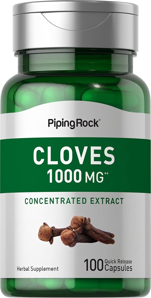 Piping Rock Cloves Capsules 1000mg ← 100 Pills ← Concentrated Extract  Herbal Supplement ← Non-GMO & Gluten Free