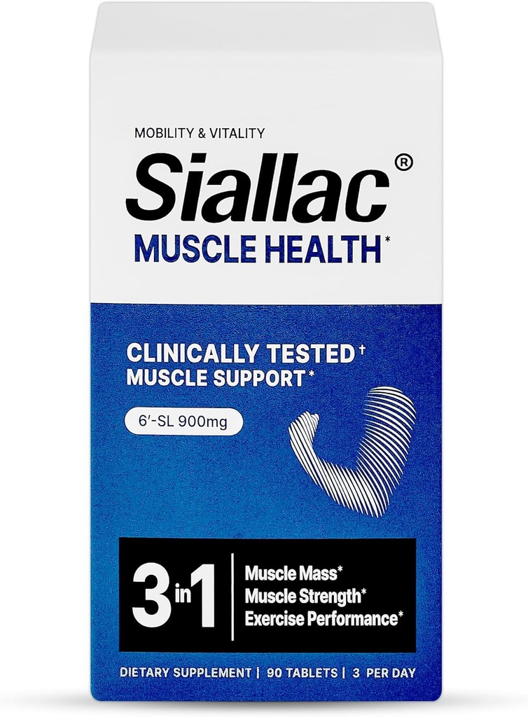 Salud muscular - Hecho en EE.UU. - Mejorar Masa muscular & Fuerza, Recuperación rápida de entrenamiento, Reducir la fatiga > Ejercicio más alto, 6-Sialyllactose (6-SL), 900mg, 90 Tablets