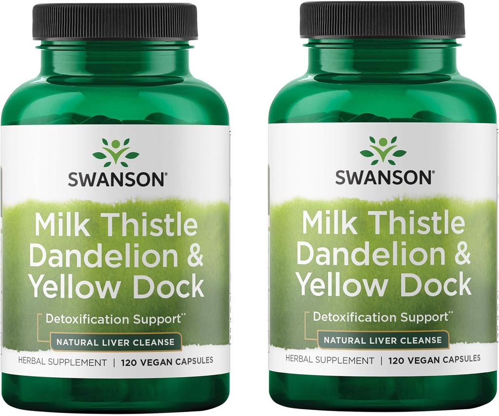 Swanson Milk Thistle, Dandelion & Yellow Dock - Herbal Liver Support Supplement - Natural Supplement Helping to Maintain Global Health & Wellbeing - (120 Capsules) (2 Pack)