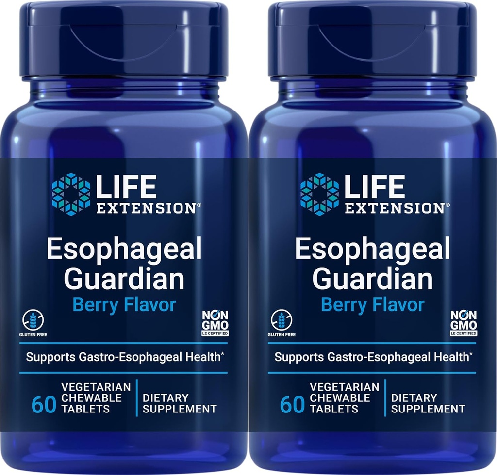 Extensión de la vida Guardián esofágico, 60 Tabletas Chewable vegetarianas (Pack of 2)