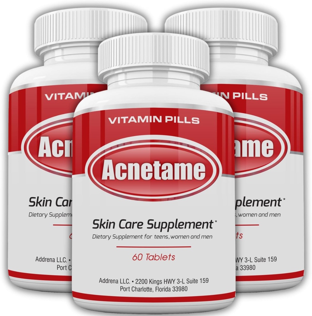 3 Pack- Suplementos de vitaminas para el tratamiento del acné- Tablas de granos hormonales para limpiar la piel del aceite para mujeres, hombres, adolescentes y adultos