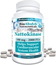 Bio Absorb Nattokinase Suplemento. Non-GMO Natto Extracto Enzyme. 100 mg, 2000 FUs. 60 Veggie Caps (60-Day Supply)